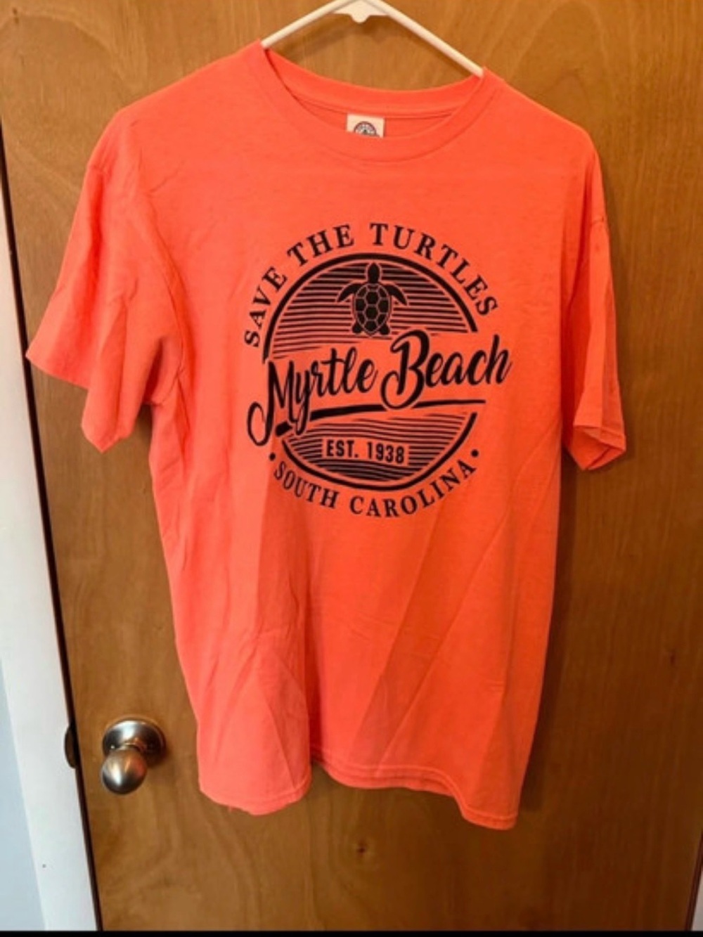 Pinkish Orange Myrtle Beach Graphic Short Sleeve Tee